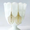 Art Deco Leaf Earrings Gold