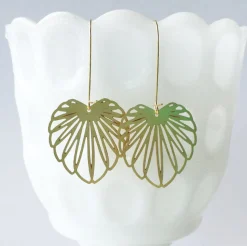 Art Nouveau Leaf Earrings Gold