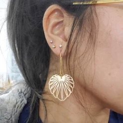 Art Nouveau Leaf Earrings Gold