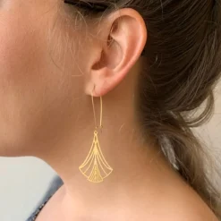 Art Nouveau Triangles Earrings Gold