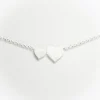 Big & Little Hearts Necklace Brushed Silver