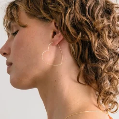 Big Heart Hoop Earrings Sterling Silver