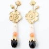 Black Stud Floral Earrings