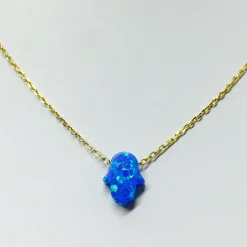 Blue Opal Hamsa Necklace