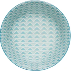 Blue Red Dash Stamped Bowl 8 Inch