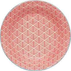 Blue Red Dash Stamped Bowl 8 Inch