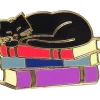 Cat With Books Enamel Pin