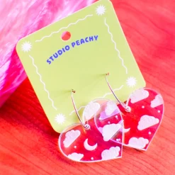 Cloudy Heart Irredescent Hoop Earrings