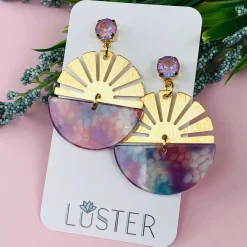 Colorful Brass Lightweight Statement Earrings