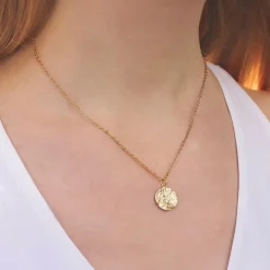 Crinkle Crystal Disc Necklace