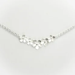 Curve Of Flowers Necklace Brushed Sterling Silver