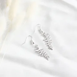 Fern Leaf Earrings Silver