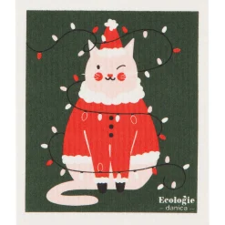 Festive Feline Swedish Dishcloth