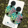 Floral Acetate Disc Statement Earrings
