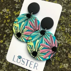 Floral Acetate Disc Statement Earrings