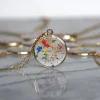 Flower Confetti Resin Pendant Necklace