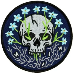 Forget Me Not Skull Embroidered Patch