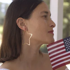 Giant Star Hoop Earrings Silver