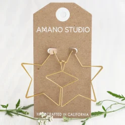Giant Star Hoop Earrings Gold