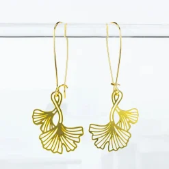 Ginkgo Leaves Earrings Gold