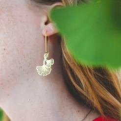 Ginkgo Leaves Earrings Gold