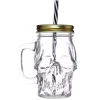 Glass Skull Jar With Metal Lid & Straw 350Ml