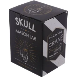 Glass Skull Jar With Metal Lid & Straw 350Ml