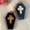 Gold Cross Coffin Earrings
