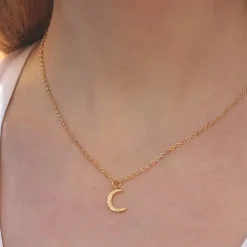Hammered Crescent Moon Necklace