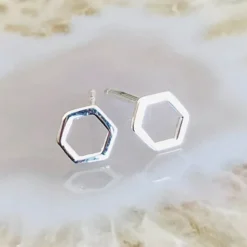 Hexagon Studs Sterling Silver