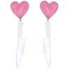I Heart Knives Earrings Pink