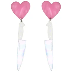 I Heart Knives Earrings Pink