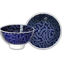 Indigo Geo Stamped Bowl 4 Inch