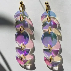 Iridescent Phases Of The Moon Earrings