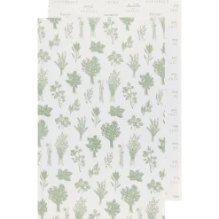 Les Fines Herbes Sage Green Floursack Tea Towels Set Of 2