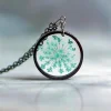 Light Blue Queen Anne's Lace Flower Necklace