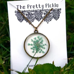 Light Blue Queen Anne's Lace Flower Necklace