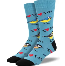 Men's I Heart Tits Socks Blue