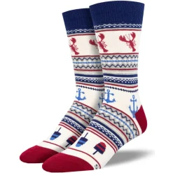 Men's Lobster Fair Isle Socks White