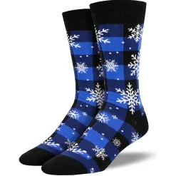 Men's Snowflake Plaidern Socks Blue