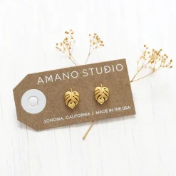 Monstera Stud Earrings