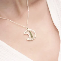 Moon Fern Necklace Silver Plated