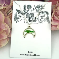 Moon Fern Necklace Silver Plated
