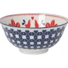 Navy & Red Bird 6 Inch Stamped Bowl