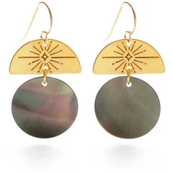 New Moon Earrings Black Shell