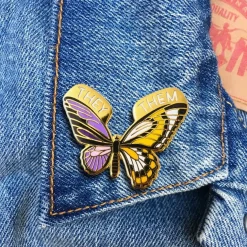 Non-Binary Butterfly Enamel Pin