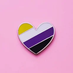 Non-Binary Flag Heart Enamel Pin
