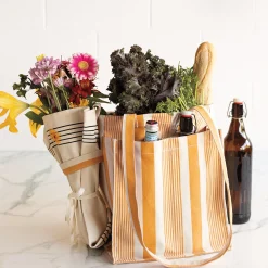 Ochre Stripe Shopping Tote