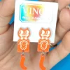 Orange Dreamsicle Kit-Cat Clock Earrings