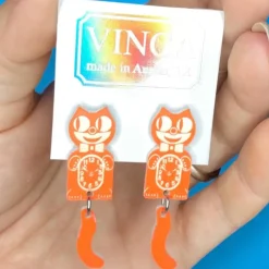 Orange Dreamsicle Kit-Cat Clock Earrings